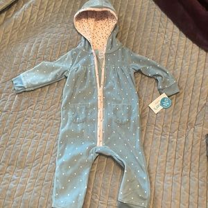 Carters blue hooded jumpsuit